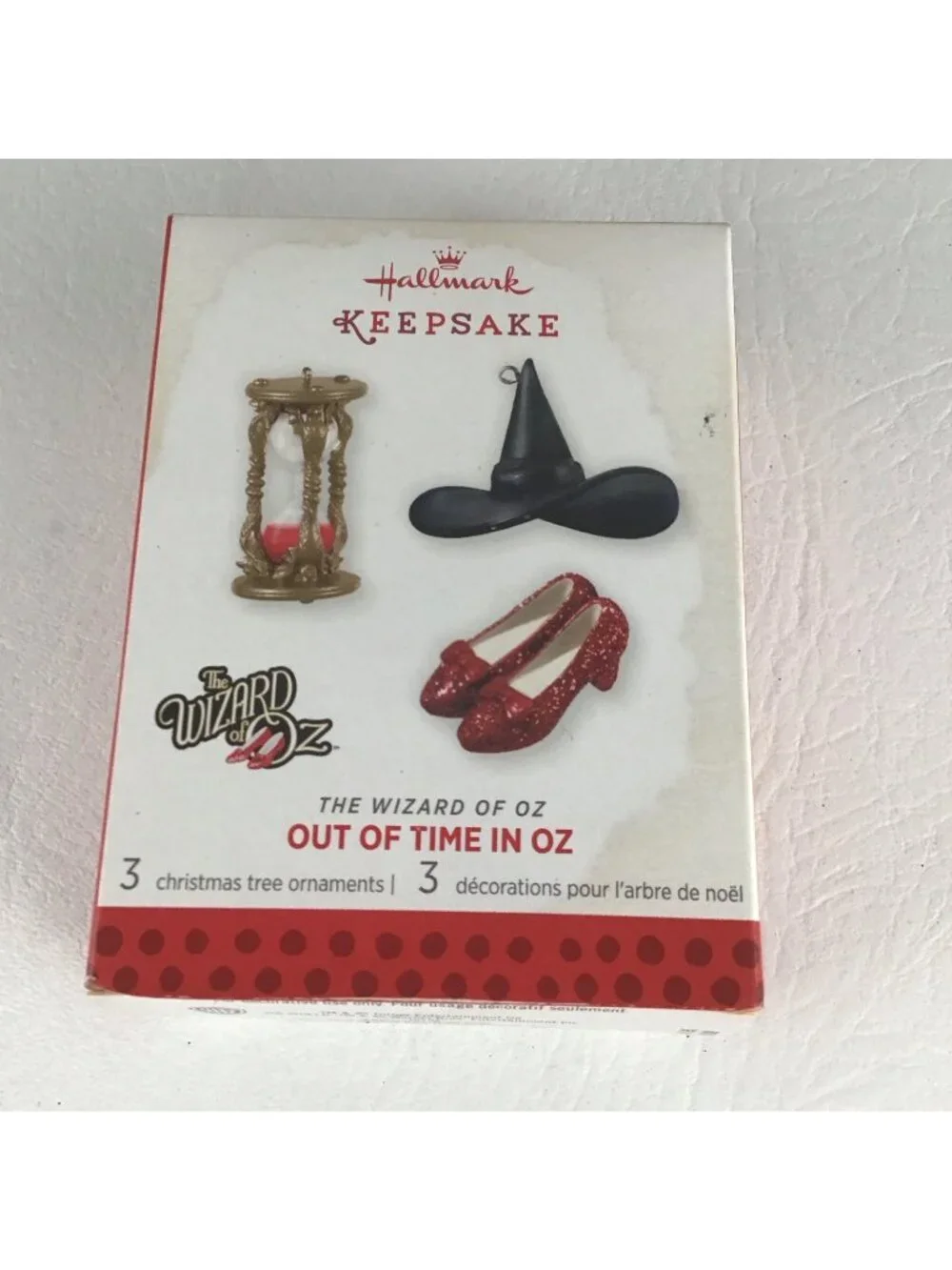 Hallmark Wizard of Oz Out of Time in Oz Hourglass Hat Shoe Ornament Set New 2013